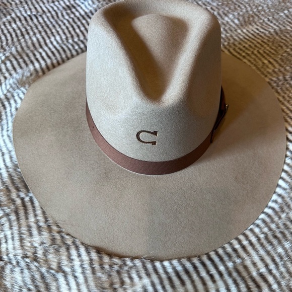 Charlie 1 Horse Accessories - Tan Cowboy Hat with Brown Band
